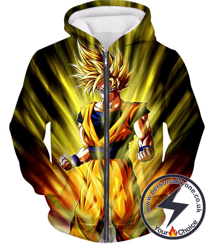 Dragon Ball Super Very Cool Super Saiyan 2 Goku Cool Anime Action Zip Up Hoodie